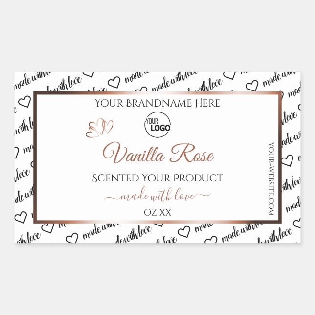 Black White Word Art Product Labels Rose Gold Logo (Front)
