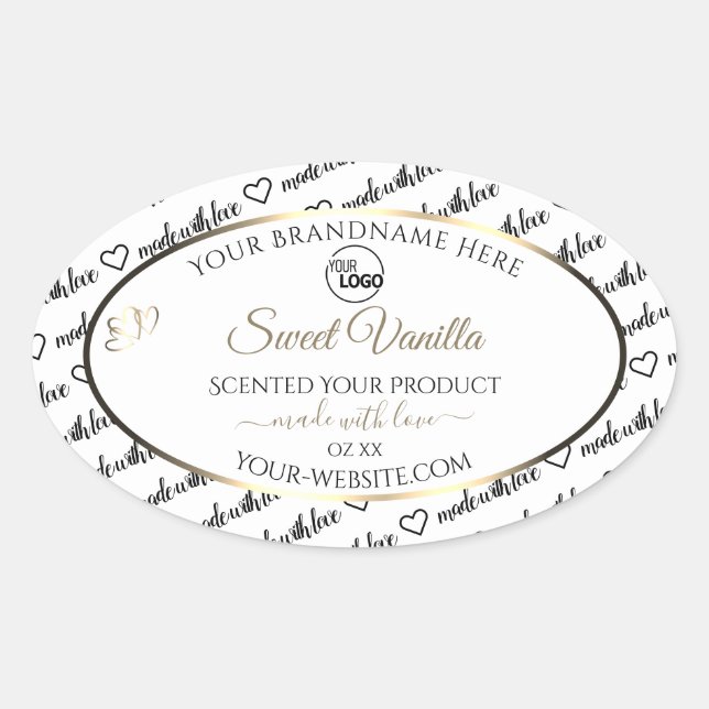 Black White Word Cloud Golden Product Labels Logo (Front)