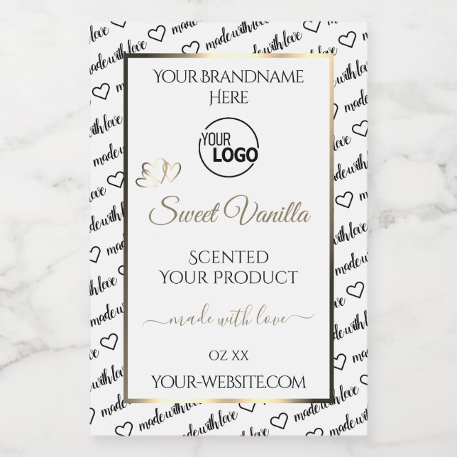Black White Word Cloud Golden Product Labels Logo (Single Label)