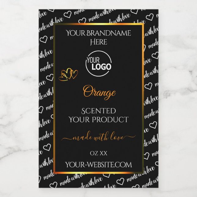 Black White Word Cloud Orange Product Label Logo (Single Label)