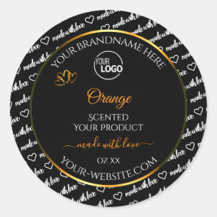 Black White Word Cloud Orange Product Label Logo