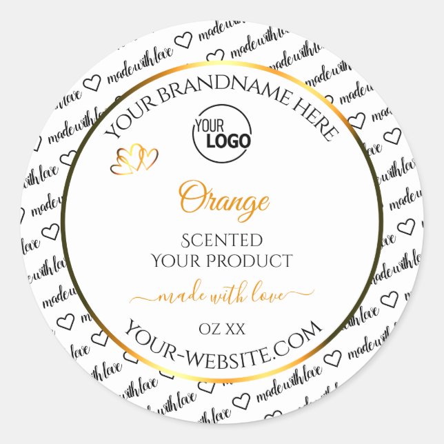 Black White Word Cloud Orange Product Labels Logo (Front)