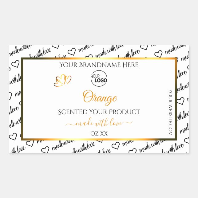 Black White Word Cloud Orange Product Labels Logo (Front)