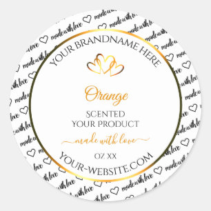 Black White Word Cloud Product Label Orange Hearts