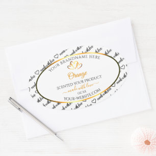 Black White Word Cloud Product Label Orange Hearts