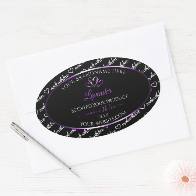 Black White Word Cloud Product Label Purple Hearts (Envelope)