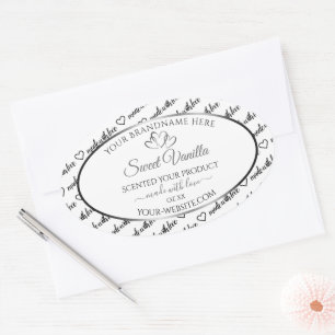 Black White Word Cloud Product Label Silver Hearts