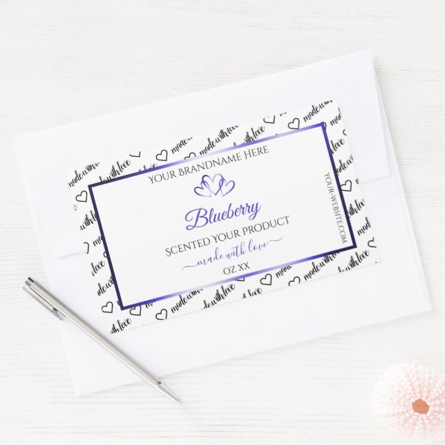 Black White Word Cloud Product Labels Blue Hearts (Envelope)