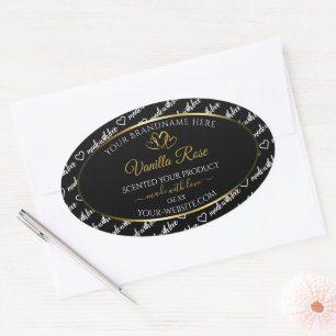 Black White Word Cloud Product Labels Gold Hearts