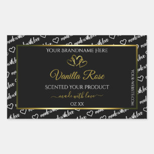 Black White Word Cloud Product Labels Gold Hearts