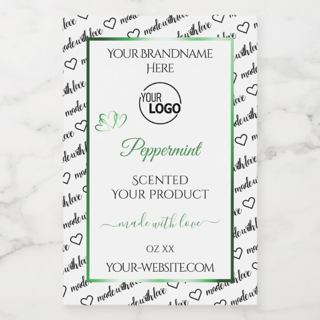Black White Word Cloud Product Labels Green Logo (Single Label)