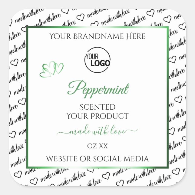 Black White Word Cloud Product Labels Green Logo (Front)
