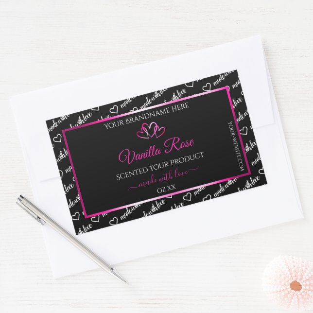 Black White Word Cloud Product Labels Pink Hearts (Envelope)