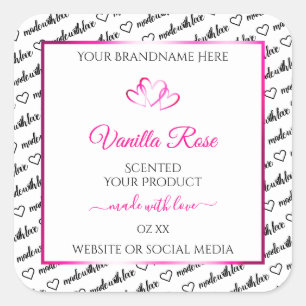 Black White Word Cloud Product Labels Pink Hearts