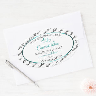 Black White Word Cloud Product Labels Teal Hearts