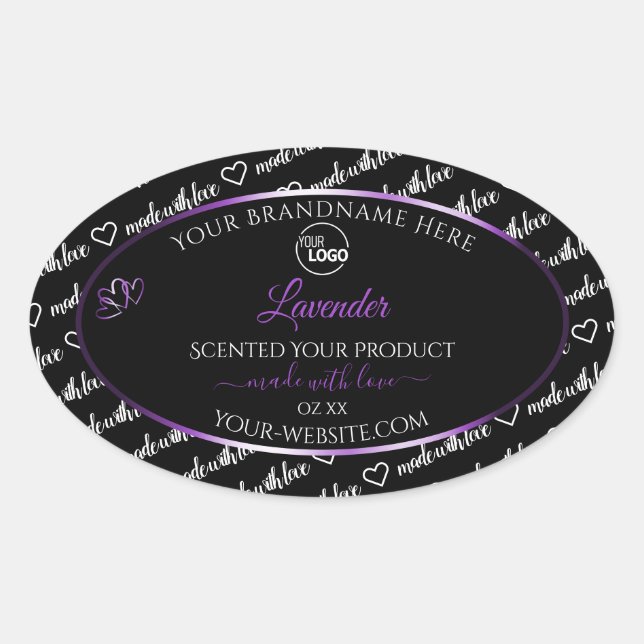 Black White Word Cloud Purple Product Labels Logo (Front)