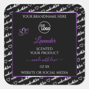 Black White Word Cloud Purple Product Labels Logo