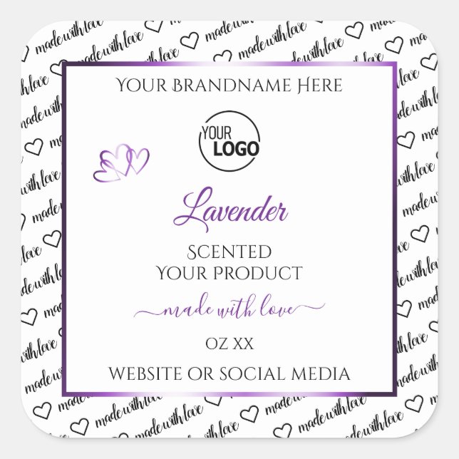 Black White Word Cloud Purple Product Labels Logo (Front)