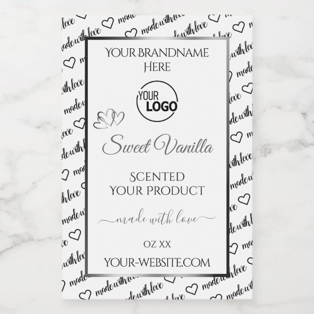 Black White Word Cloud Silver Product Labels Logo (Single Label)