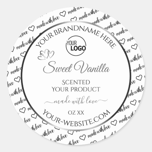 Black White Word Cloud Silver Product Labels Logo (Front)