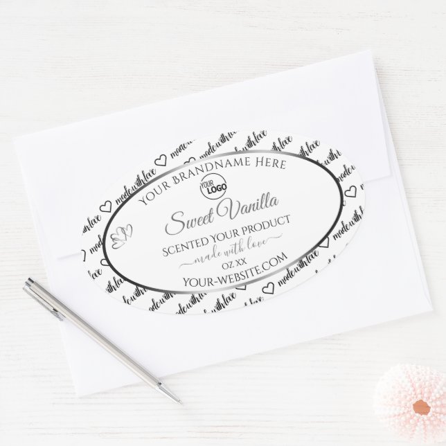 Black White Word Cloud Silver Product Labels Logo (Envelope)