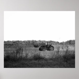 Black & White Working in the Cornfield 16x20 Poster