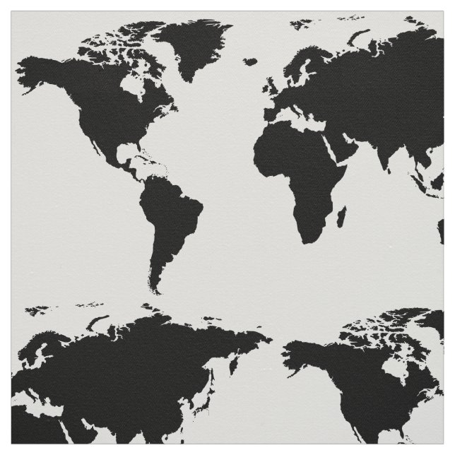 black & white world map pattern fabric (Swatch)