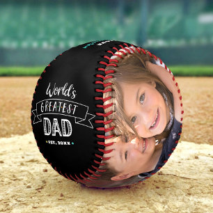 Black White World’s Greatest Dad Photo Collage Fun Baseball