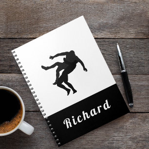 Black & White Wrestling Theme Design Wrestler Name Notebook