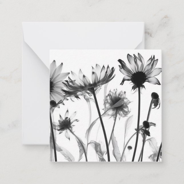 Black & White X-Ray Flowers Card (Front)