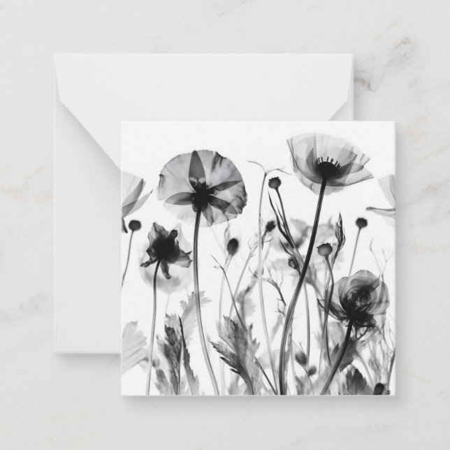 Black & White X-Ray Wildflowers Card (Front)