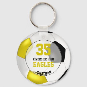 black white yellow boys' soccer team colours key ring