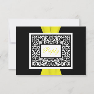 Black, White, Yellow Damask PRINTED RIBBON RSVP