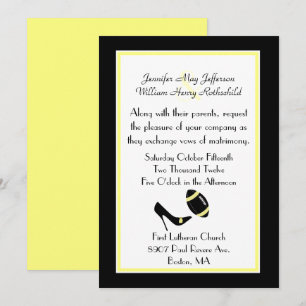 Black, White, & Yellow Football Wedding Invitation