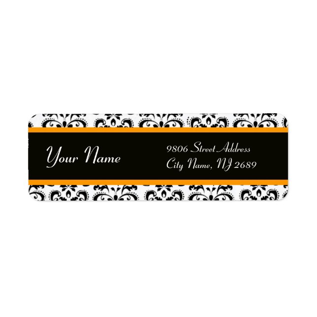 BLACK WHITE YELLOW ORANGE DAMASK (Front)