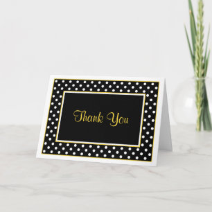 Black White Yellow Polka Dot Wedding Thank You Card