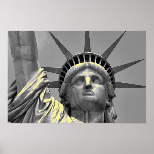 Black White Yellow Statue of Liberty New York Poster (Front)