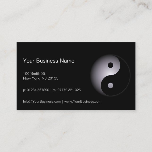 Black White Yin Yang Professional - Business Card (Front)