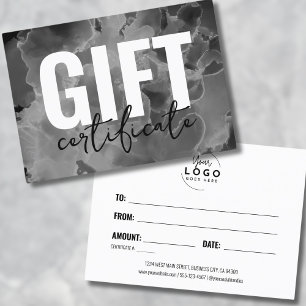 Black White Your Logo Business Gift Certificate