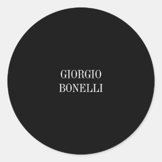 Black White Your Name Minimalist Personal Modern Classic Round Sticker