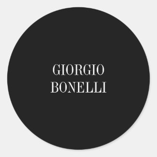 Black White Your Name Minimalist Personal Modern Classic Round Sticker
