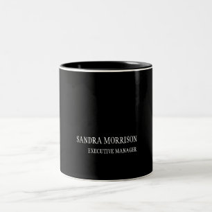 Black White Your Name Minimalist Personal Modern Two-Tone Coffee Mug