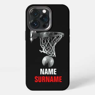 Black White Your Name Surname Basketball iPhone 13 Pro Case