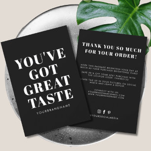 Black white you've got great taste thank you card