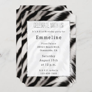 Black White Zebra Animal  Invitation