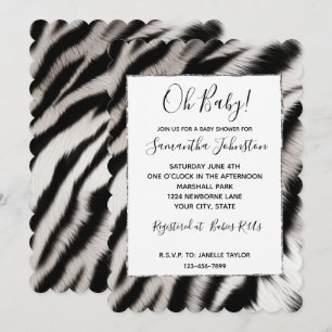 Black White Zebra Animal Invitation