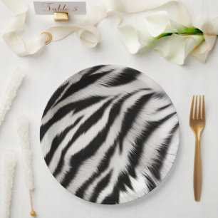 Black White Zebra Animal Paper Plate