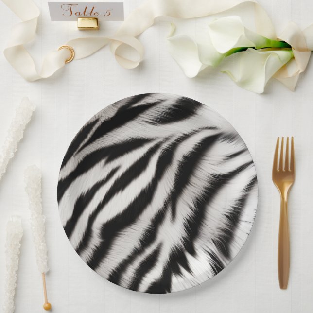 Black White Zebra Animal Paper Plate (Wedding)