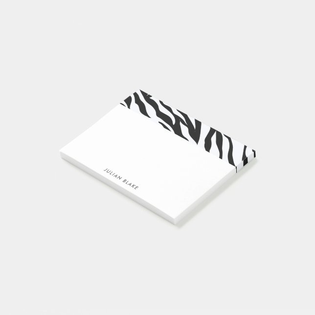 Black & White Zebra Animal Print Personalise Post-it Notes (Angled)