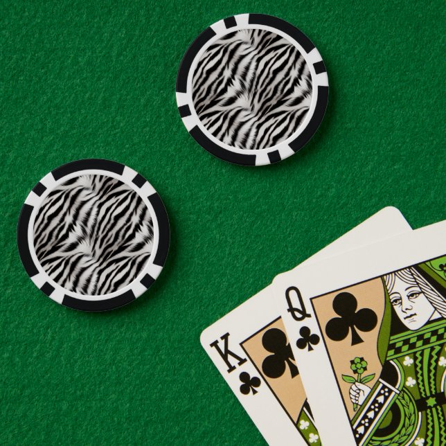 Black White Zebra Animal Print Poker Chips